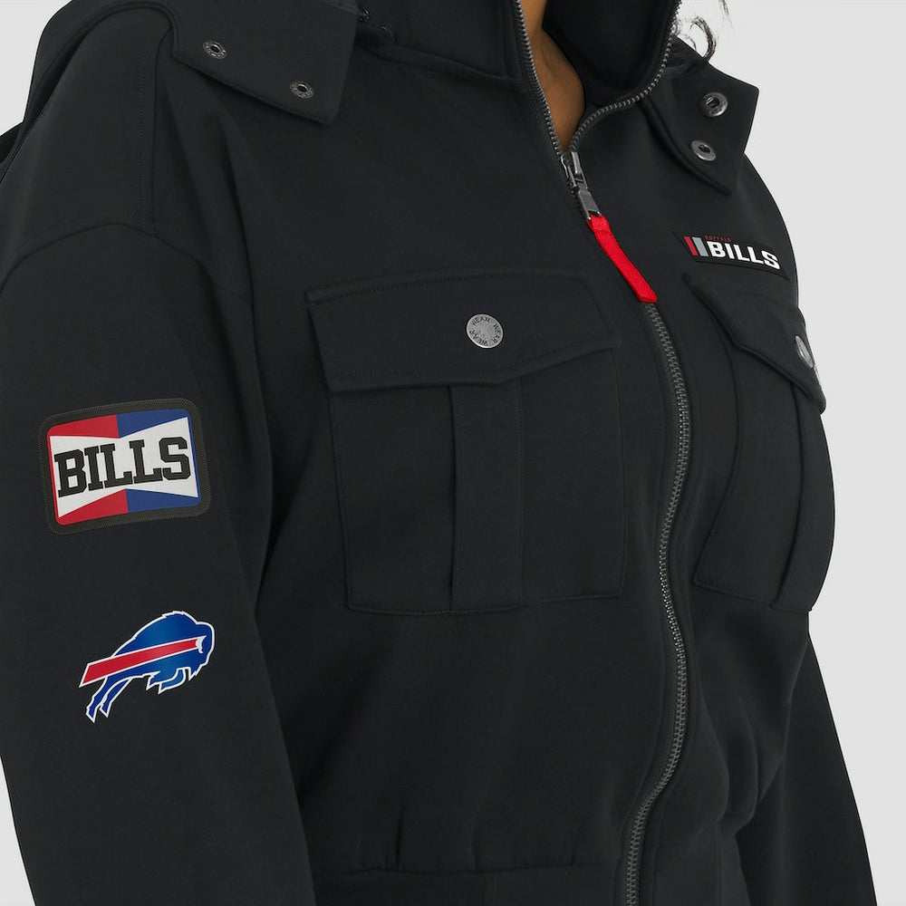 Buffalo Bills WEAR by Erin Andrews Women's Tri-Blend Patch Pocket Cropped Full-Zip Bomber Hoodie Jacket | NFL Near me