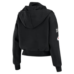Kansas City Chiefs WEAR by Erin Andrews Women's Tri-Blend Patch Pocket Cropped Full-Zip Bomber Hoodie Jacket | NFL Hot
