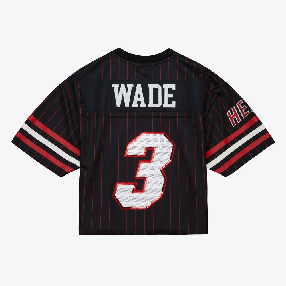 Black Dwyane Wade Miami Heat x DANNIJO Women's Cropped Football Fashion Jersey | NBA