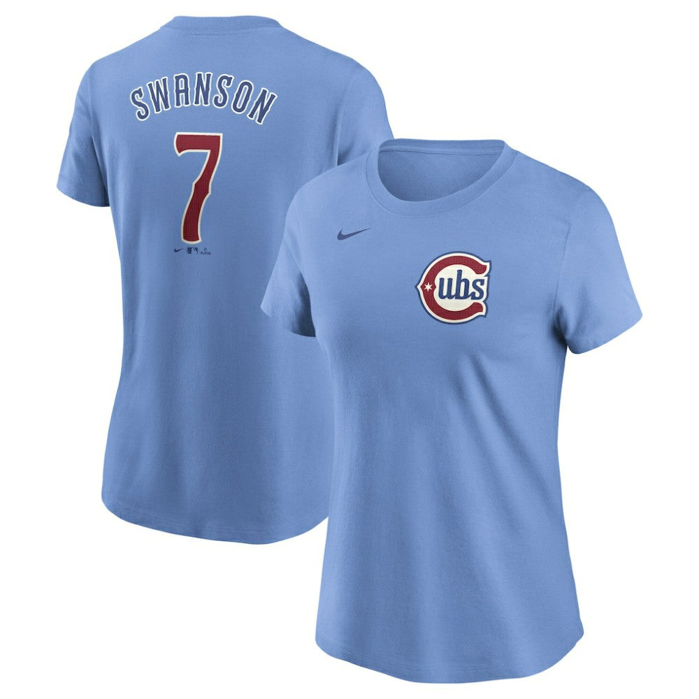 Dansby Swanson Chicago Cubs Nike Women's Cooperstown Collection Fuse Name & Number T-Shirt - MLB T-shirts