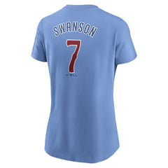 Dansby Swanson Chicago Cubs Nike Women's Cooperstown Collection Fuse Name & Number T-Shirt - MLB T-shirts