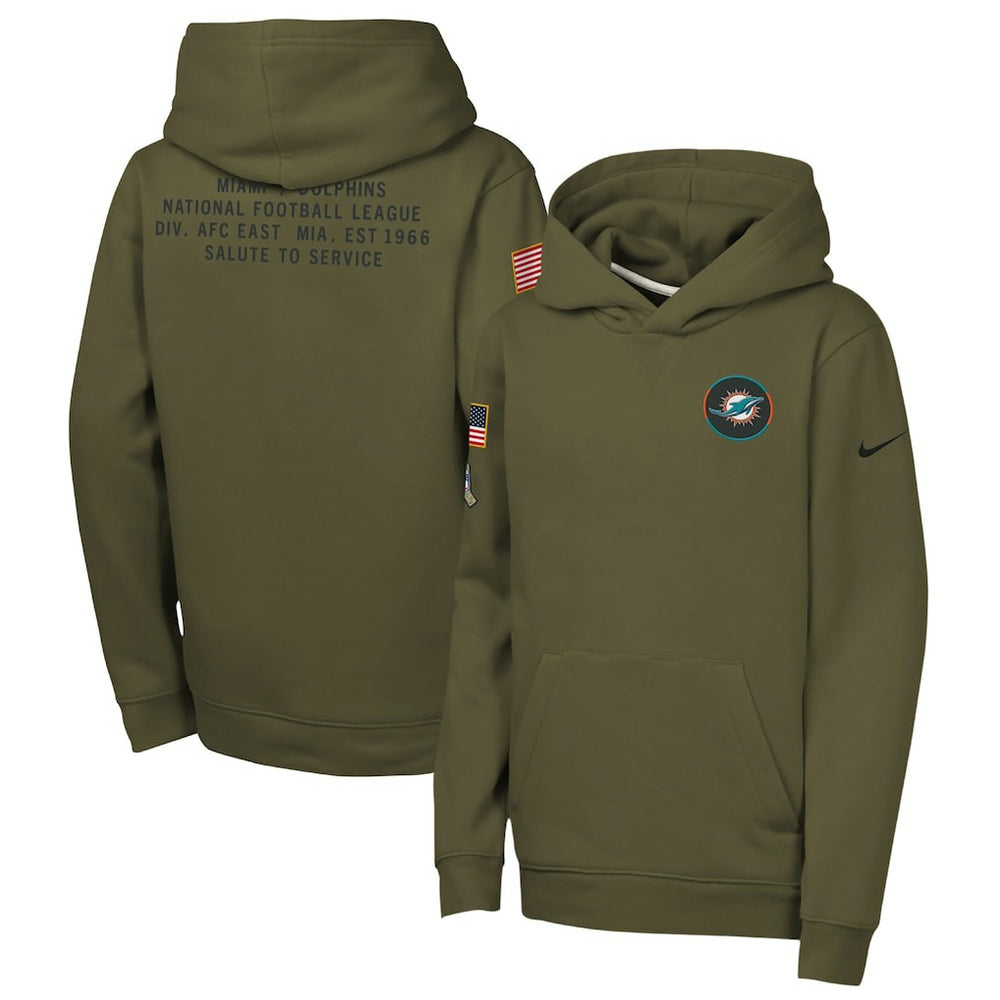 Miami Dolphins Youth 2025 Salute to Service Club Fleece Hoodie | NFL Hot