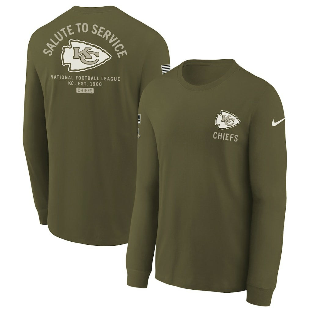 Kansas City Chiefs Youth 2025 Salute to Service Sideline Long Sleeve T-Shirt | NFL New