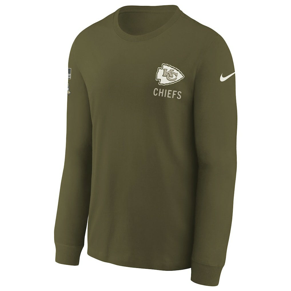 Kansas City Chiefs Youth 2025 Salute to Service Sideline Long Sleeve T-Shirt | NFL New