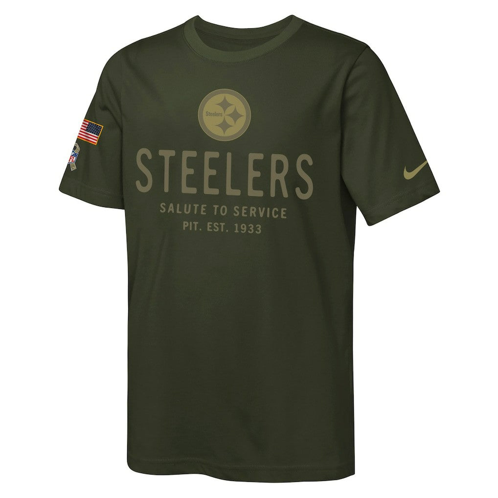 Pittsburgh Steelers Youth 2025 Salute to Service Sideline Dri-FIT T-Shirt | NFL Hot