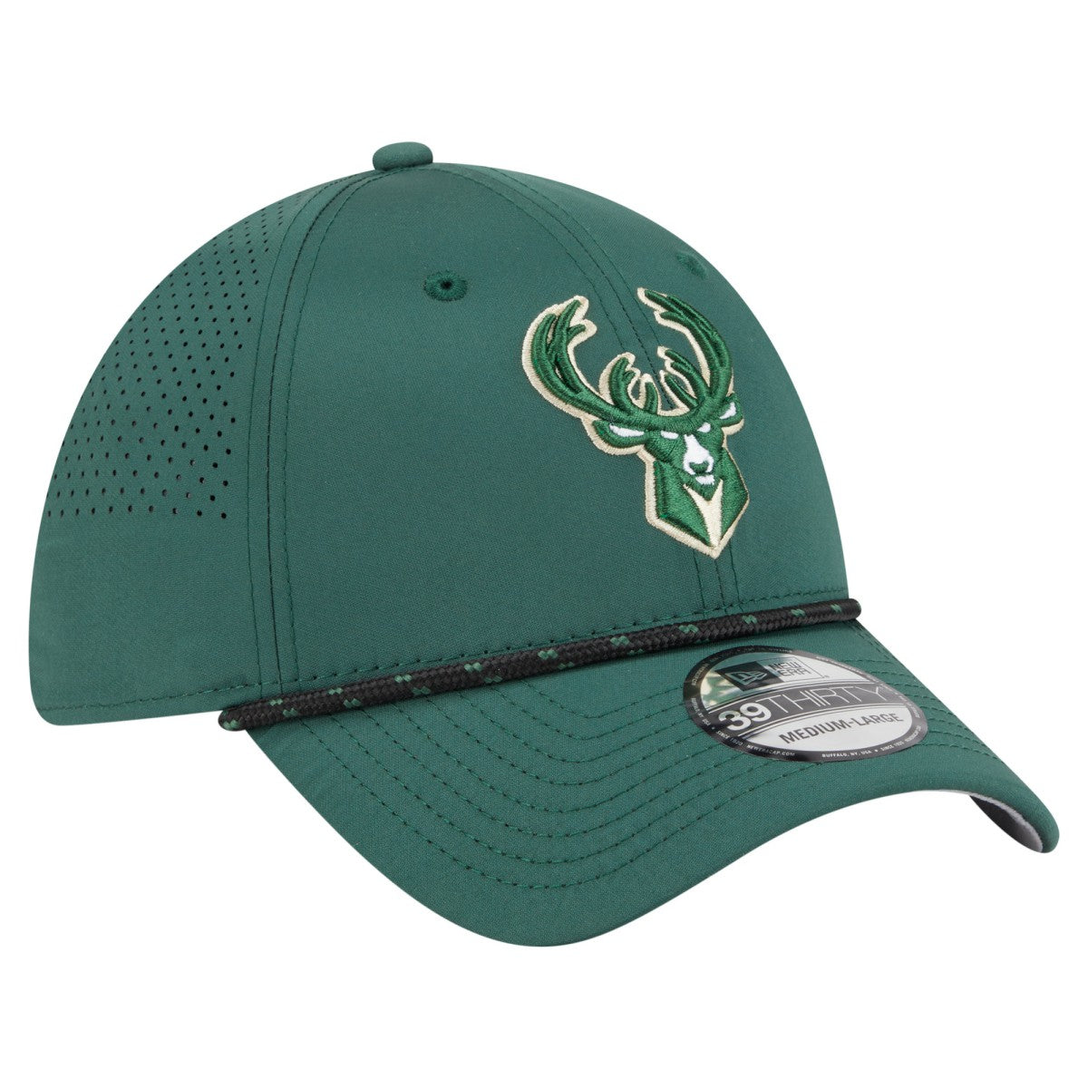 Hunter Green Milwaukee Bucks Featherweight Poly Rope Flex 39Thirty Hat | NBA