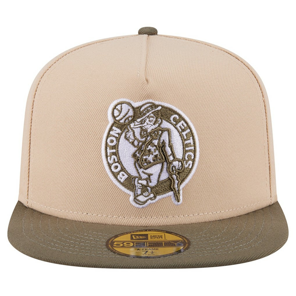 Tan Boston Celtics Color Pack Two-Tone 59FIFTY A-Frame Fitted Hat | NBA
