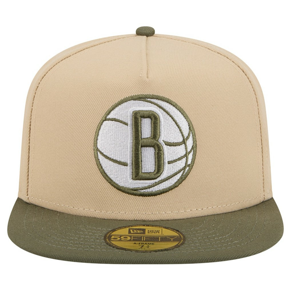 Tan Brooklyn Nets Color Pack Two-Tone 59FIFTY A-Frame Fitted Hat | NBA