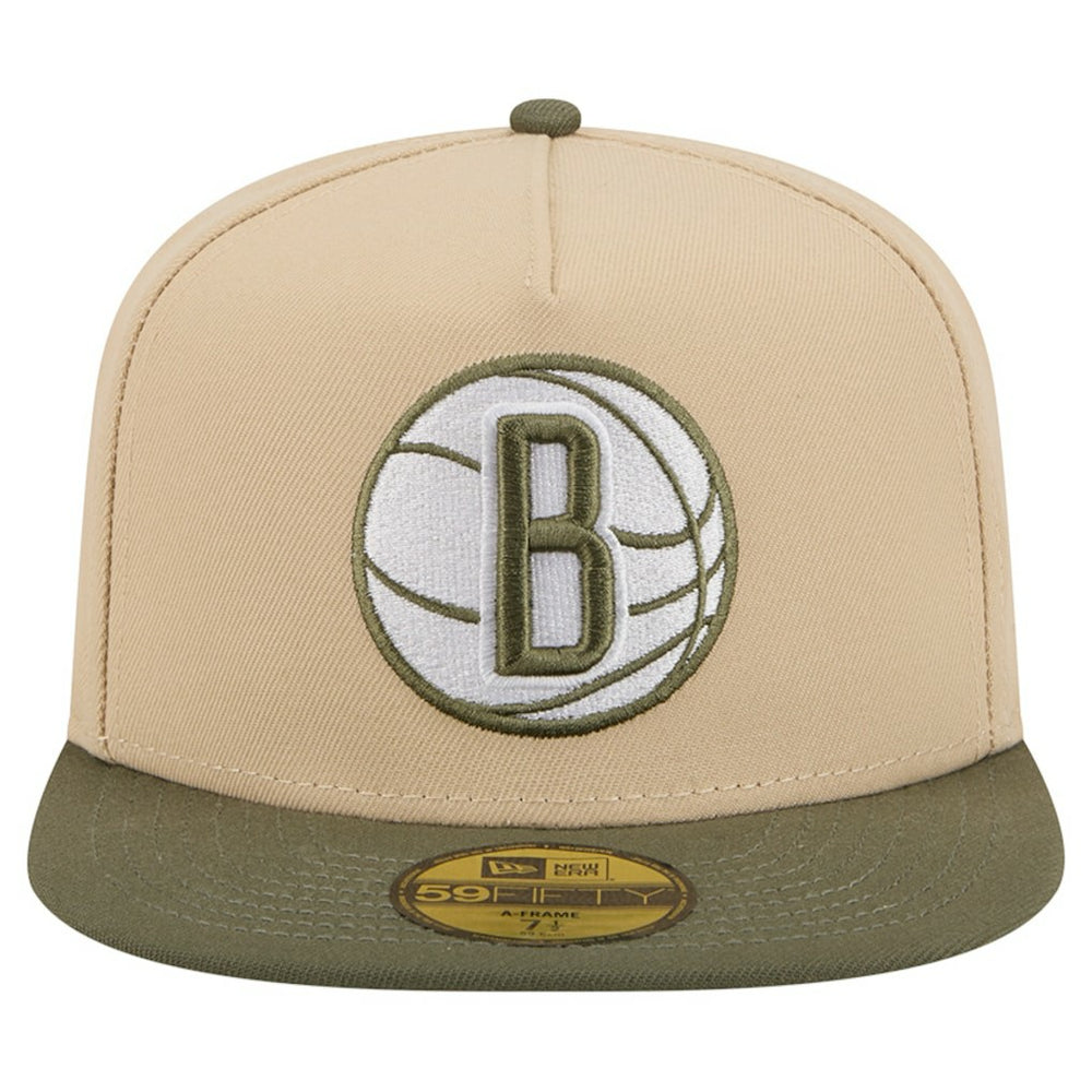 Tan Brooklyn Nets Color Pack Two-Tone 59FIFTY A-Frame Fitted Hat | NBA