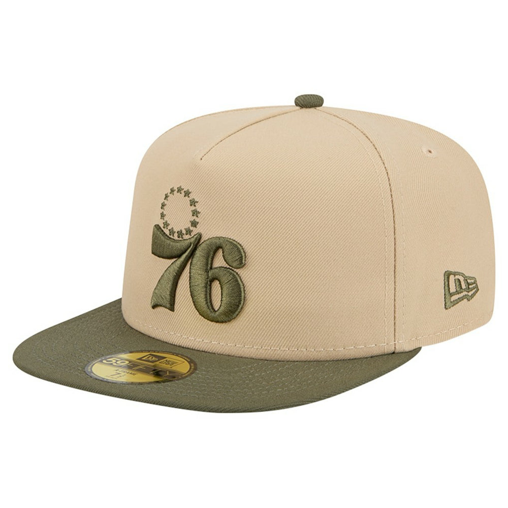 Tan Philadelphia 76ers Color Pack Two-Tone 59FIFTY A-Frame Fitted Hat | NBA
