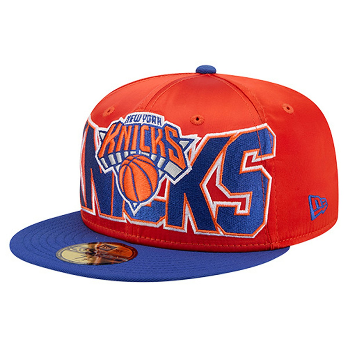 Orange/Blue New York Knicks Satin Two-Tone 59FIFTY Fitted Hat | NBA