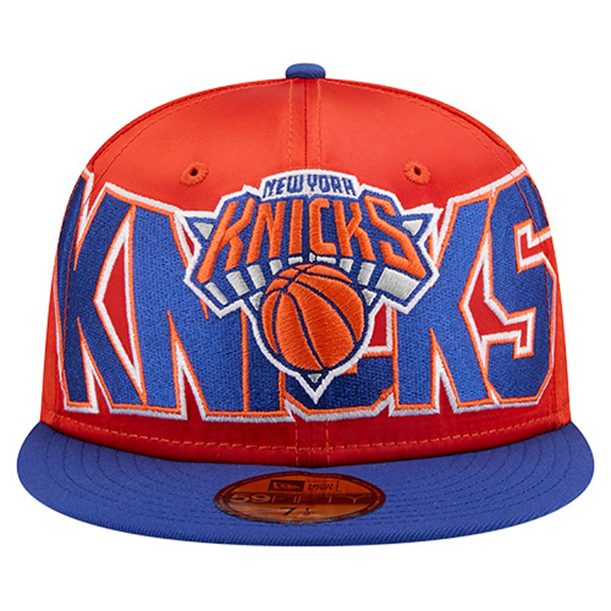 Orange/Blue New York Knicks Satin Two-Tone 59FIFTY Fitted Hat | NBA