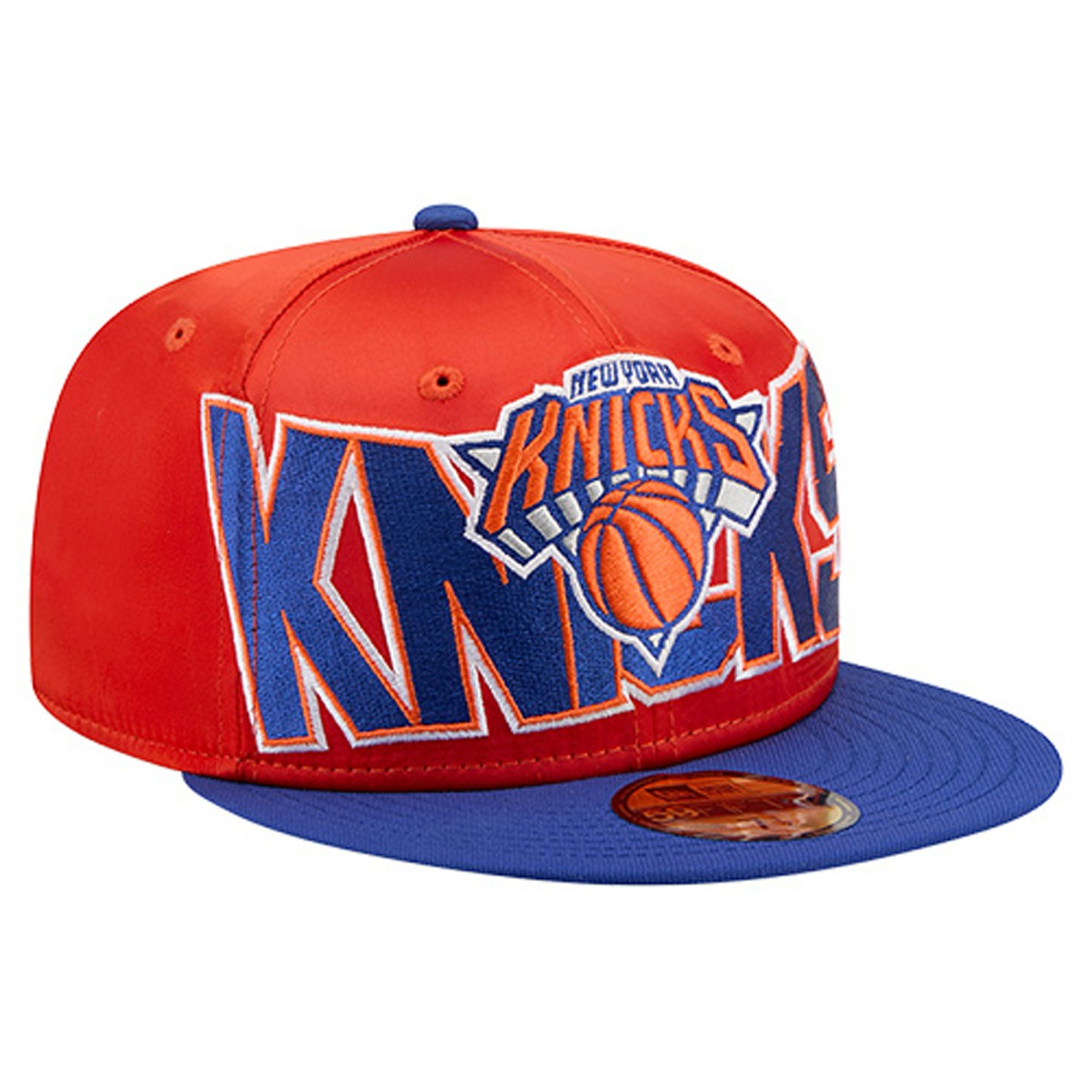 Orange/Blue New York Knicks Satin Two-Tone 59FIFTY Fitted Hat | NBA