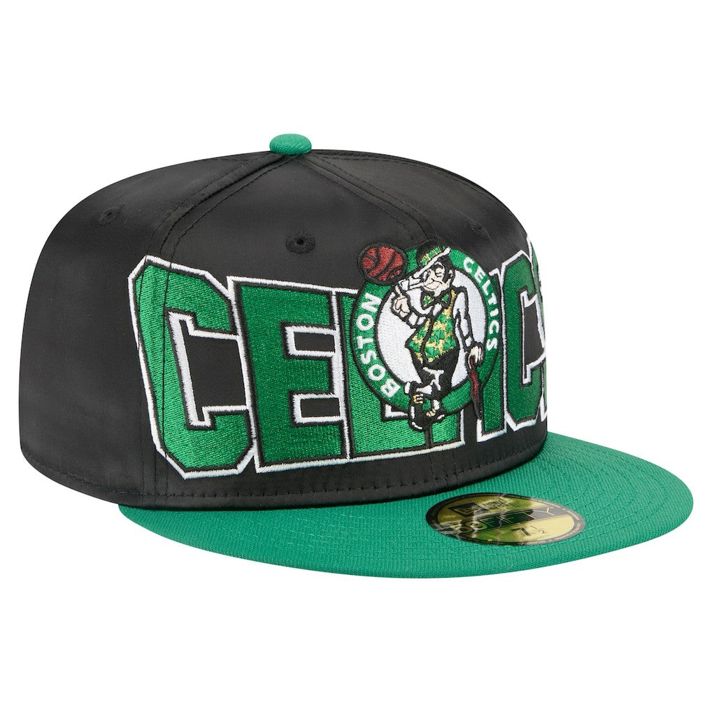 Black/Kelly Green Boston Celtics Satin Two-Tone 59FIFTY Fitted Hat | NBA