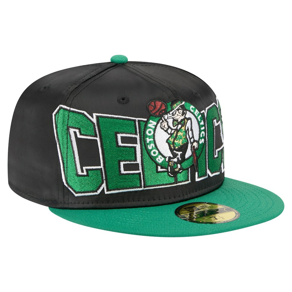 Black/Kelly Green Boston Celtics Satin Two-Tone 59FIFTY Fitted Hat | NBA