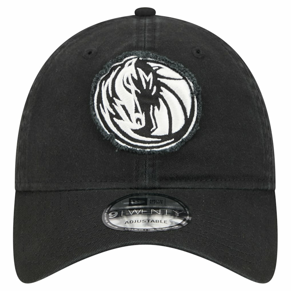 Black Dallas Mavericks Stamp Fabric Applique 9TWENTY Adjustable Hat sale | NBA