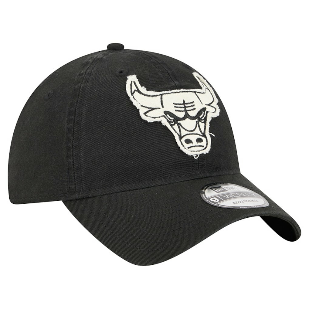 Black Chicago Bulls Stamp Fabric Applique 9TWENTY Adjustable Hat | NBA