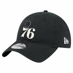 Black Philadelphia 76ers Stamp Fabric Applique 9TWENTY Adjustable Hat | NBA