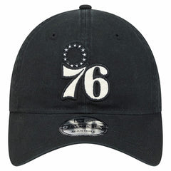 Black Philadelphia 76ers Stamp Fabric Applique 9TWENTY Adjustable Hat | NBA