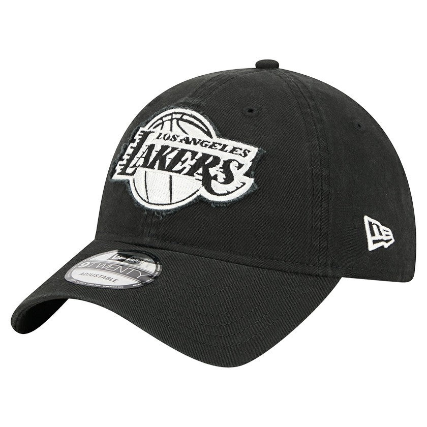 Black Los Angeles Lakers Stamp Fabric Applique 9TWENTY Adjustable Hat | NBA