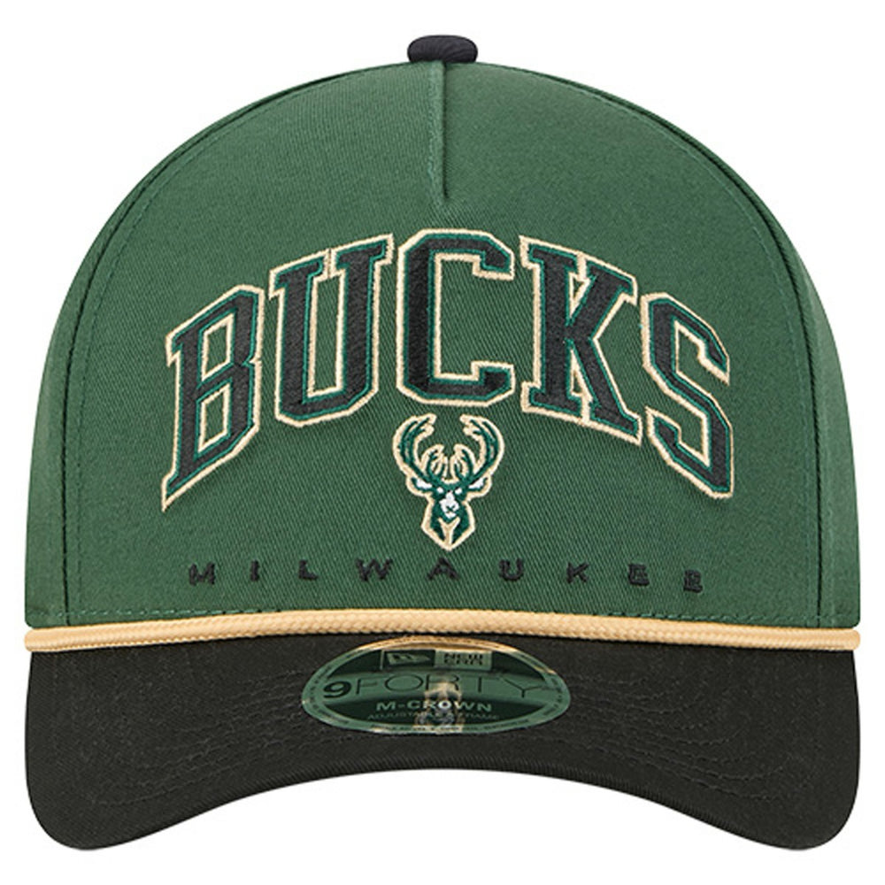Hunter Green Milwaukee Bucks Bold Arch COOLERA 9FORTY A-Frame M-Crown Adjustable Hat | NBA