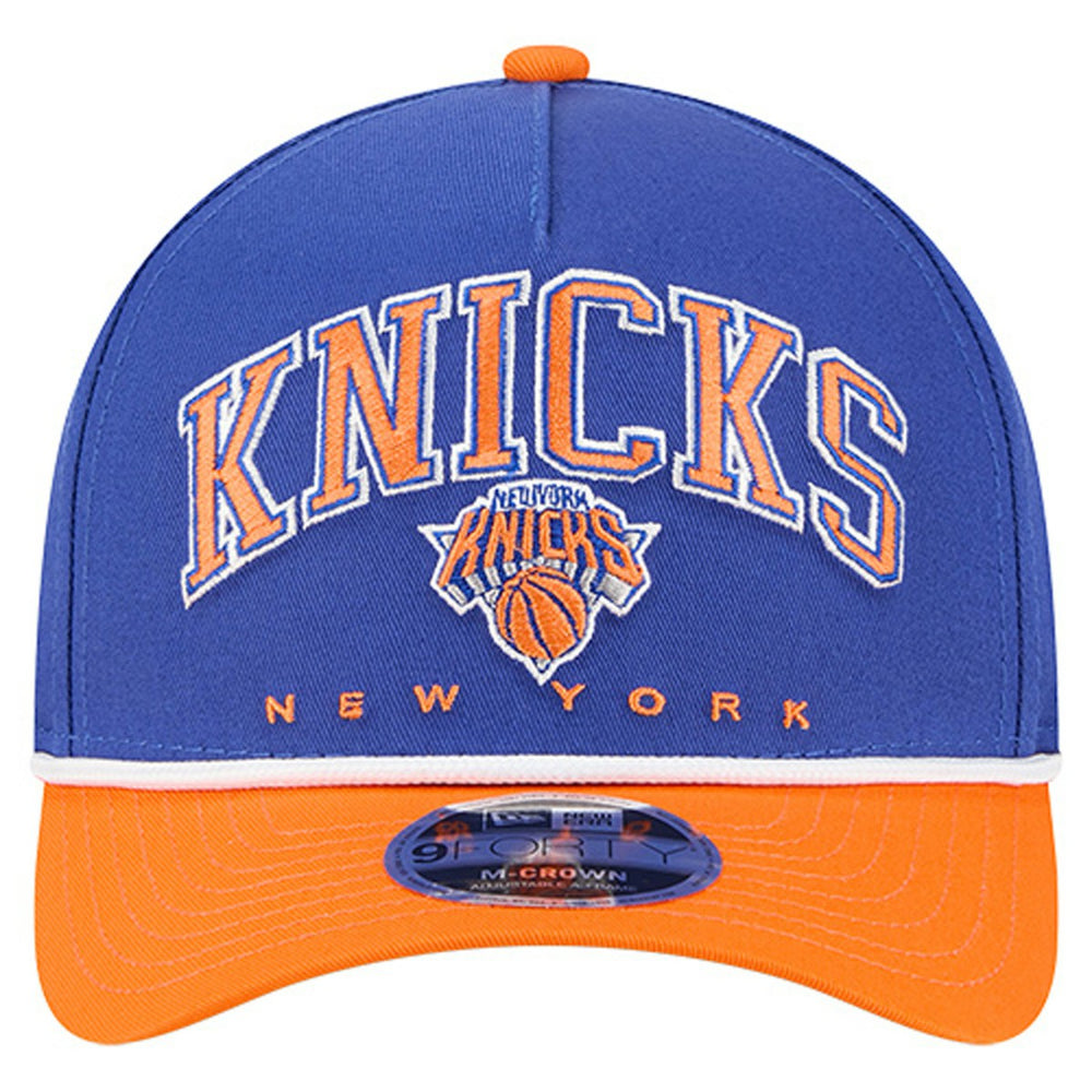 Blue New York Knicks Bold Arch COOLERA 9FORTY A-Frame M-Crown Adjustable Hat | NBA