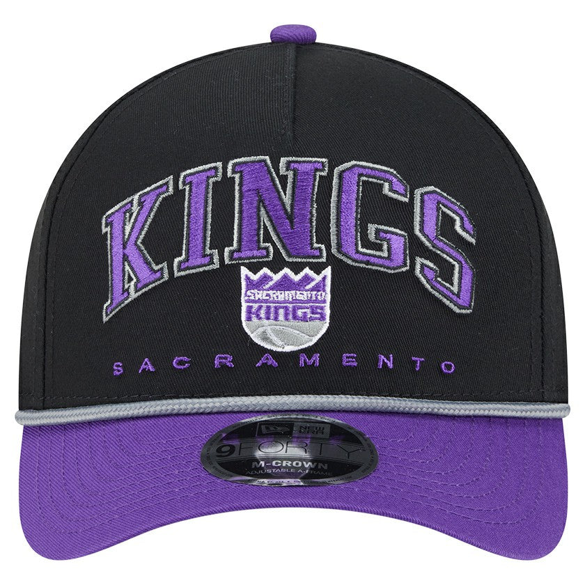 Black Sacramento Kings Bold Arch COOLERA 9FORTY A-Frame M-Crown Adjustable Hat | NBA
