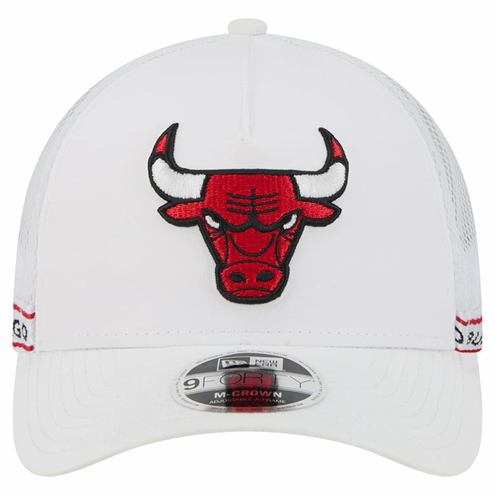 White Chicago Bulls Featherweight Team Tape 9FORTY M-Crown A-Frame Adjustable Hat | NBA