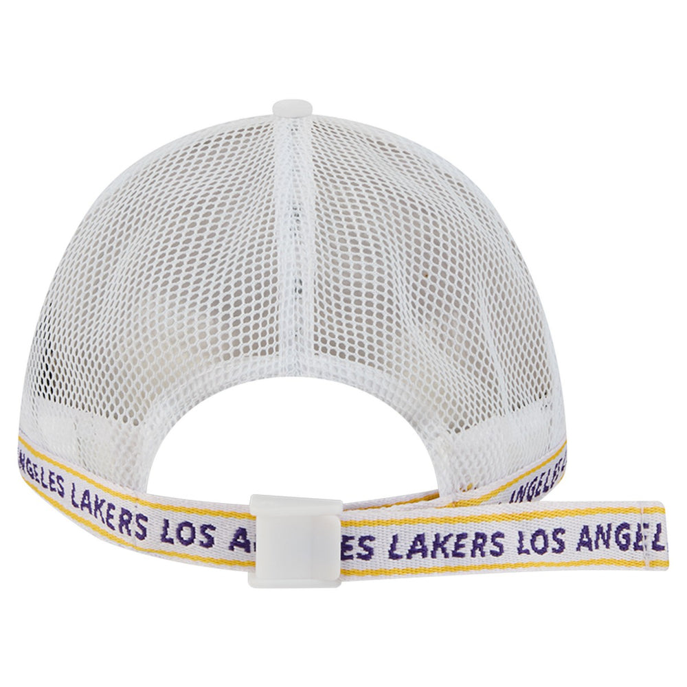 White Los Angeles Lakers Featherweight Team Tape 9FORTY M-Crown A-Frame Adjustable Hat | NBA