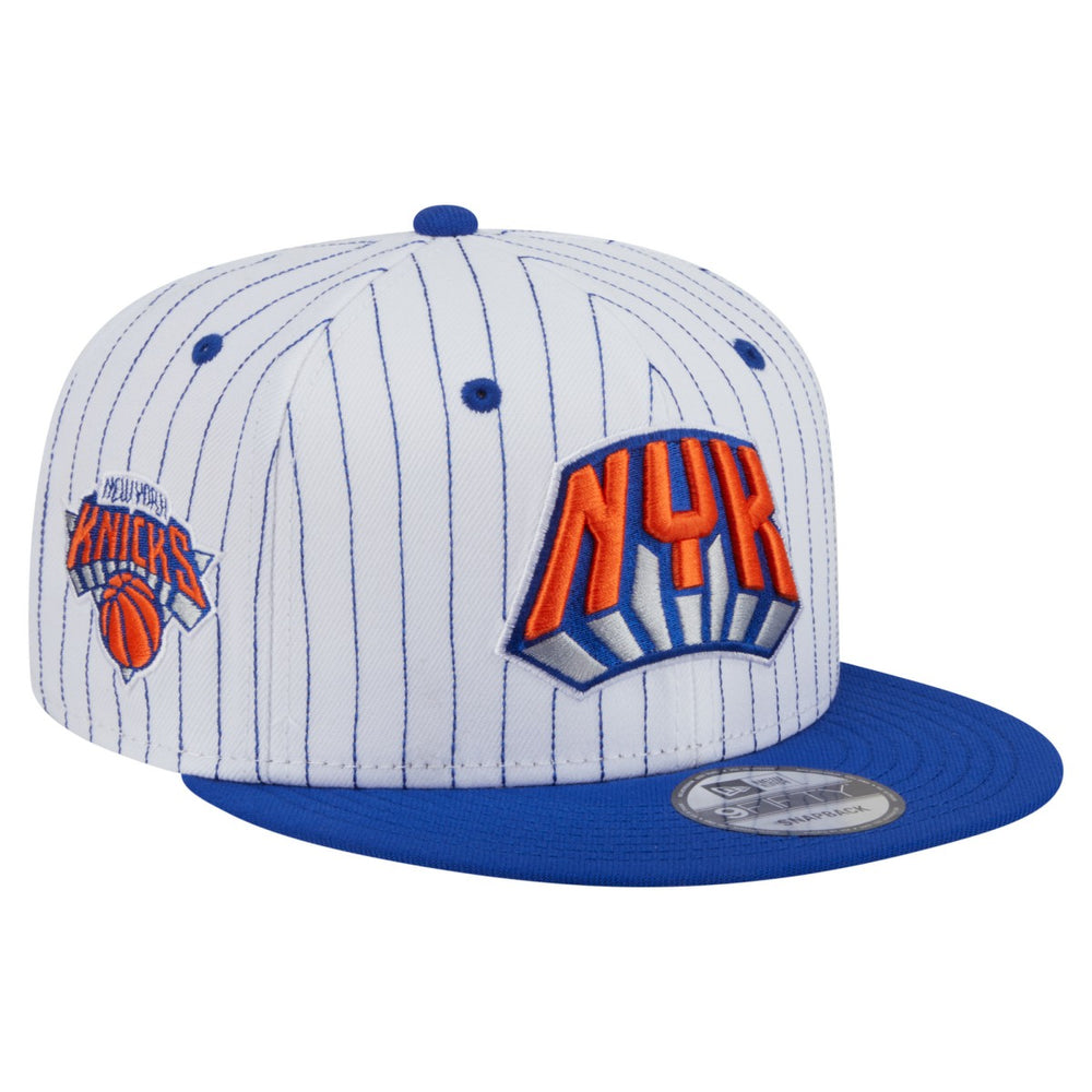 White New York Knicks Deceptor Pinstripe 9FIFTY Snapback Hat | NBA