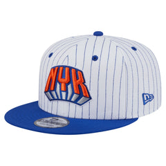 White New York Knicks Deceptor Pinstripe 9FIFTY Snapback Hat | NBA