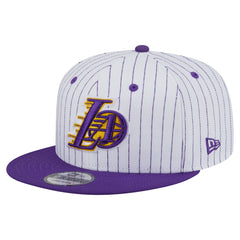 White Los Angeles Lakers Deceptor Pinstripe 9FIFTY Snapback Hat | NBA