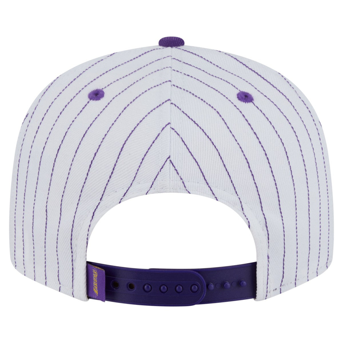 White Los Angeles Lakers Deceptor Pinstripe 9FIFTY Snapback Hat | NBA
