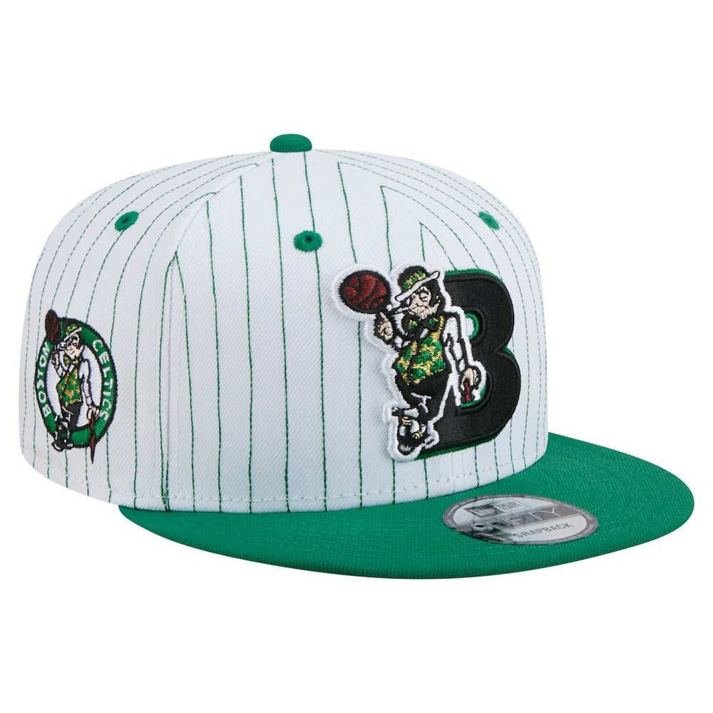 White Boston Celtics Deceptor Pinstripe 9FIFTY Snapback Hat | NBA