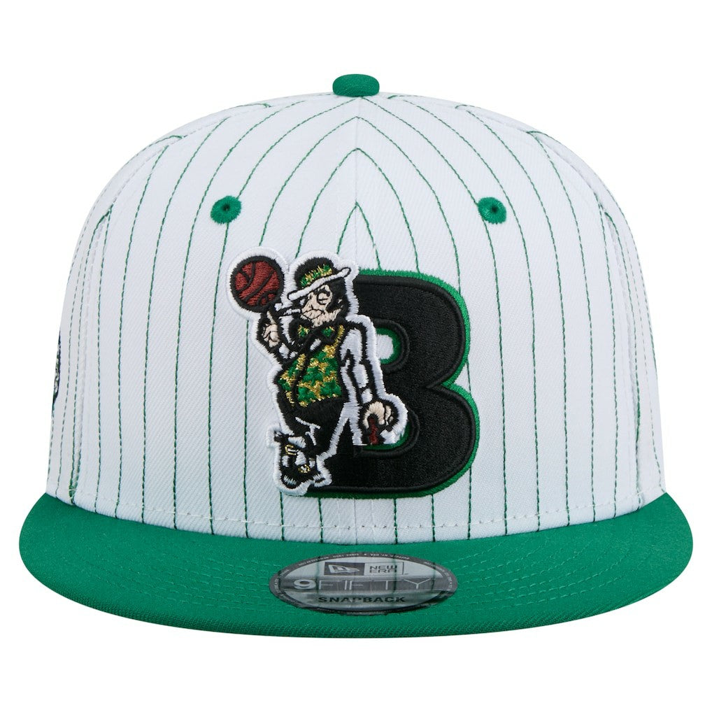 White Boston Celtics Deceptor Pinstripe 9FIFTY Snapback Hat | NBA