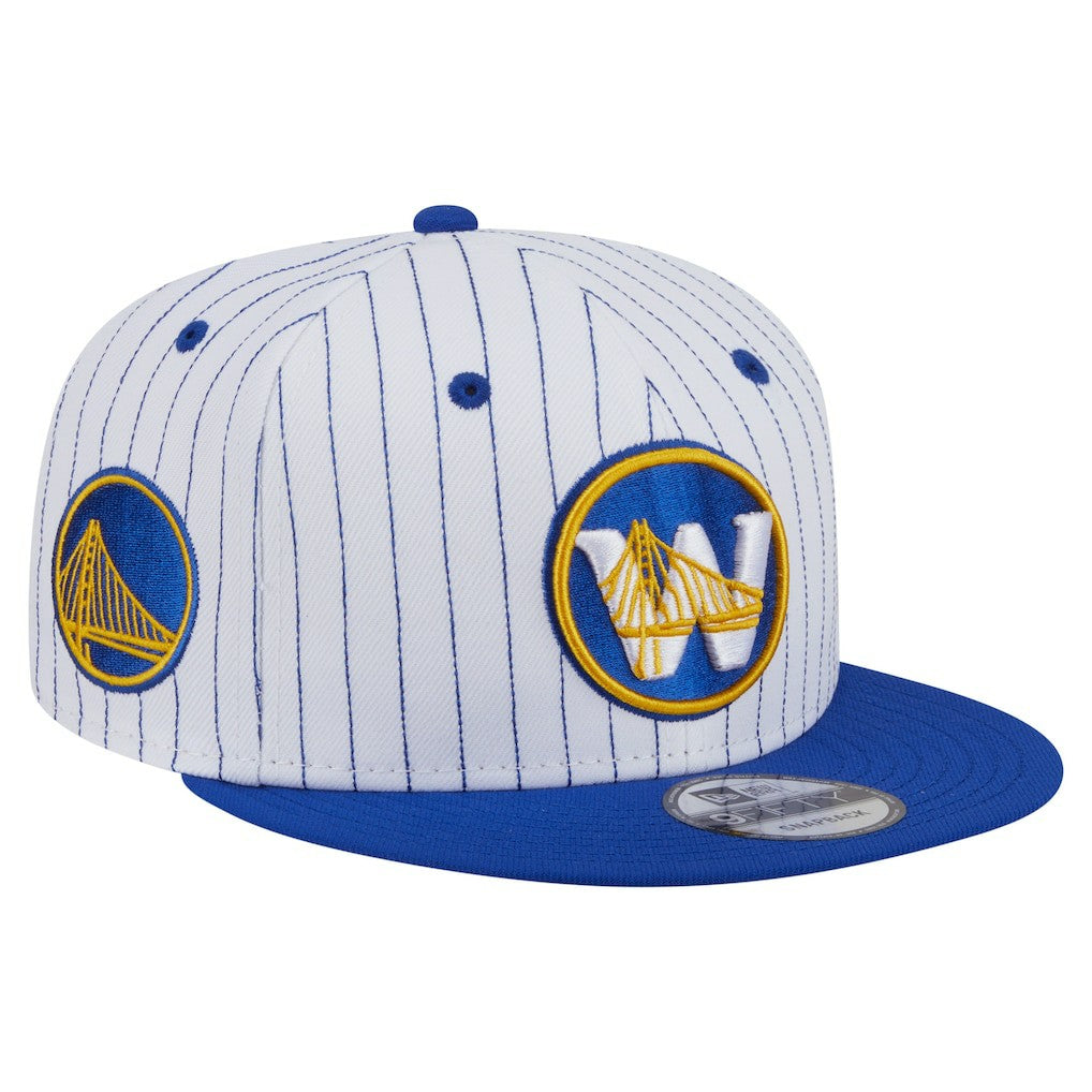 White Golden State Warriors Deceptor Pinstripe 9FIFTY Snapback Hat sale | NBA