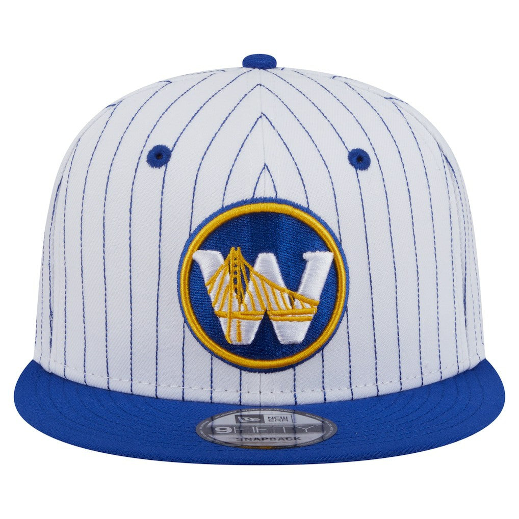White Golden State Warriors Deceptor Pinstripe 9FIFTY Snapback Hat sale | NBA