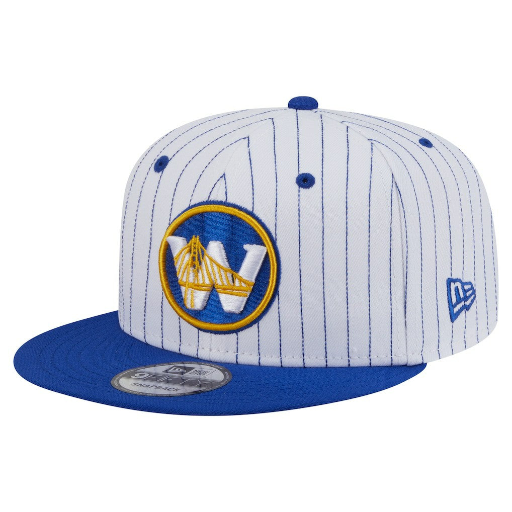White Golden State Warriors Deceptor Pinstripe 9FIFTY Snapback Hat sale | NBA