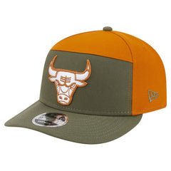 Olive/Burnt Orange Chicago Bulls Two-Tone Color Pack Split Panel 9FIFTY Adjustable Hat | NBA