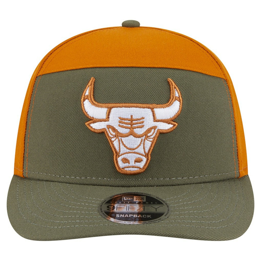 Olive/Burnt Orange Chicago Bulls Two-Tone Color Pack Split Panel 9FIFTY Adjustable Hat | NBA
