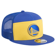 Gold/Royal Golden State Warriors Outdoor Split Panel 9FIFTY Snapback Hat sale | NBA