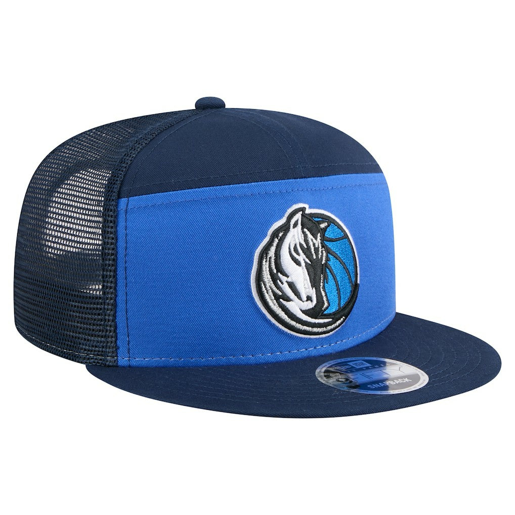 Blue/Navy Dallas Mavericks Outdoor Split Panel 9FIFTY Snapback Hat sale | NBA