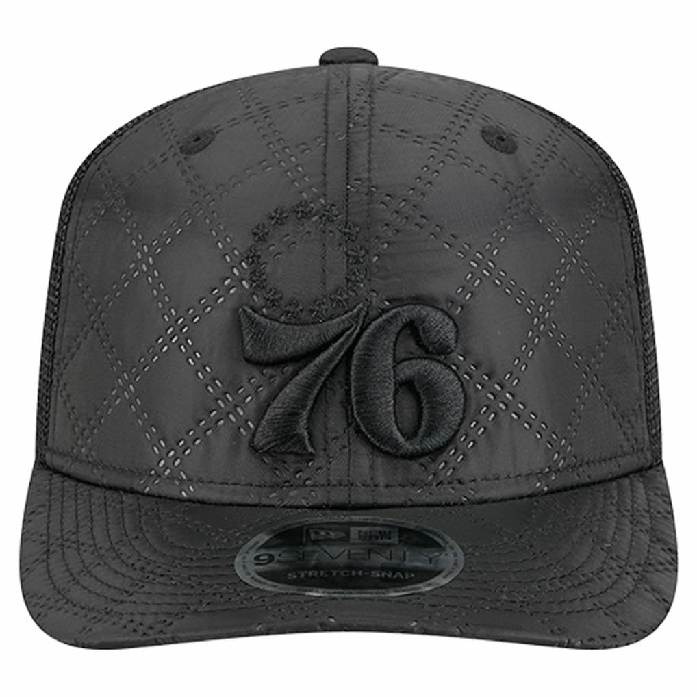 Black Philadelphia 76ers Quilted 9SEVENTY Trucker Adjustable Hat | NBA