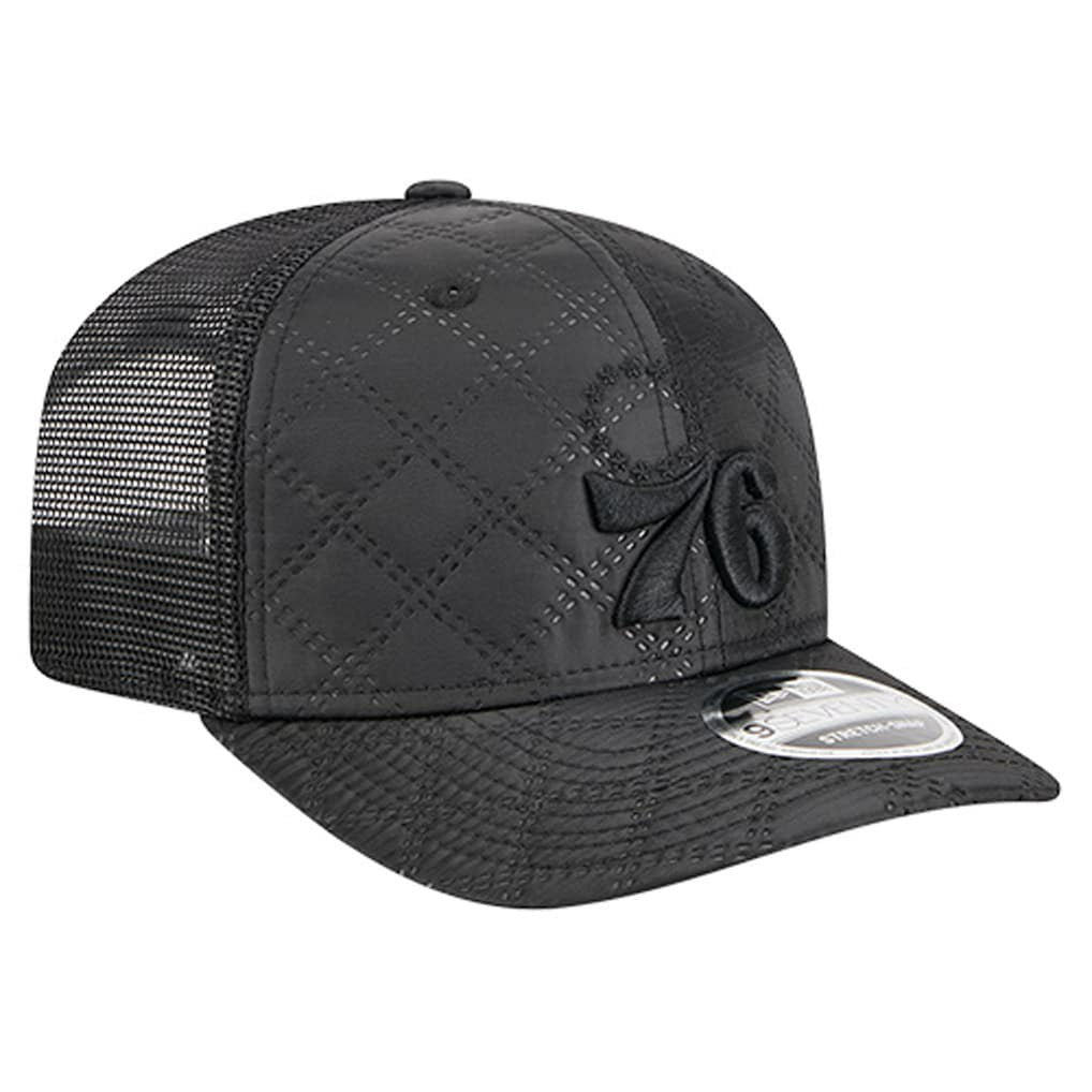Black Philadelphia 76ers Quilted 9SEVENTY Trucker Adjustable Hat | NBA