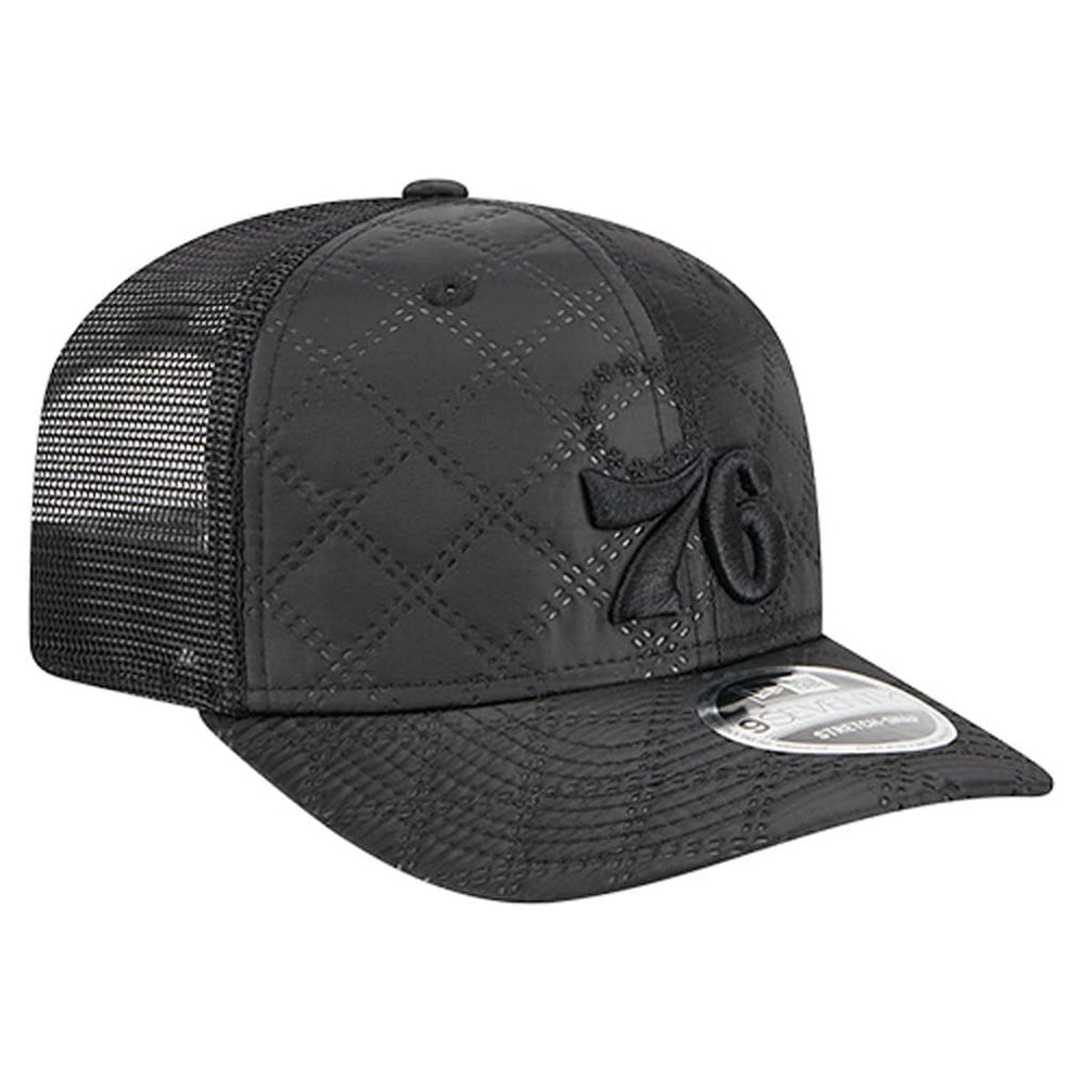 Black Philadelphia 76ers Quilted 9SEVENTY Trucker Adjustable Hat | NBA