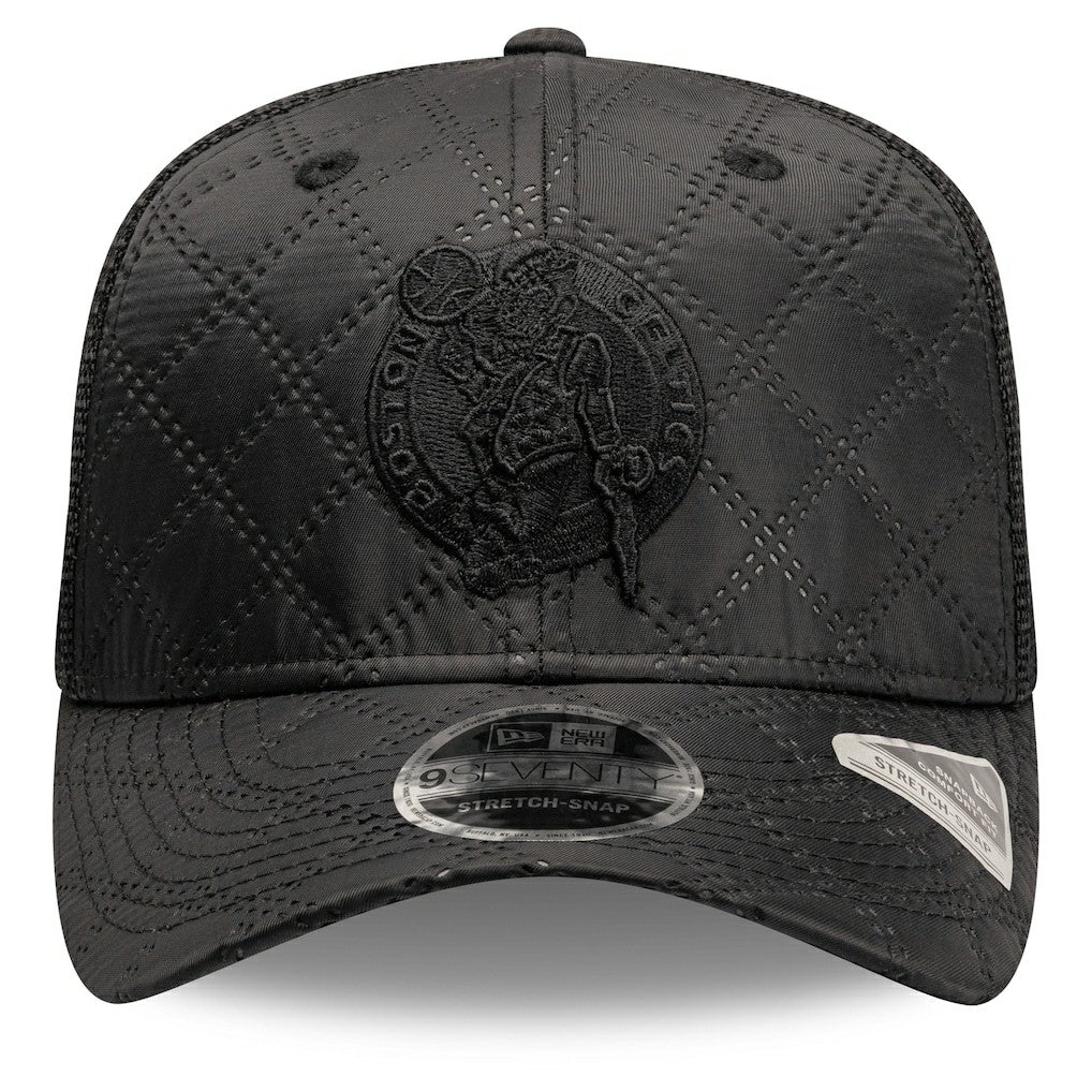 Black Boston Celtics Quilted 9SEVENTY Trucker Adjustable Hat | NBA