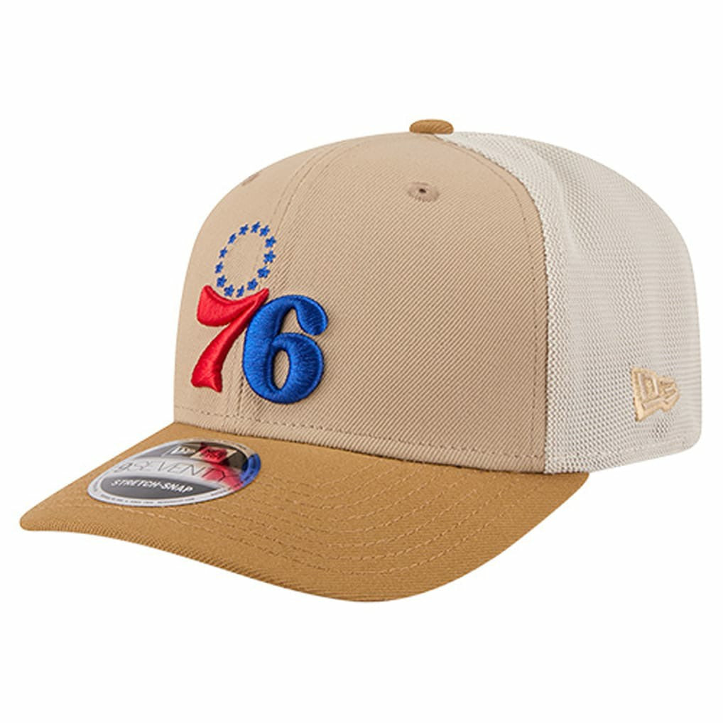 Tan/Light Brown Philadelphia 76ers Two-Tone 9SEVENTY Adjustable Trucker Hat | NBA
