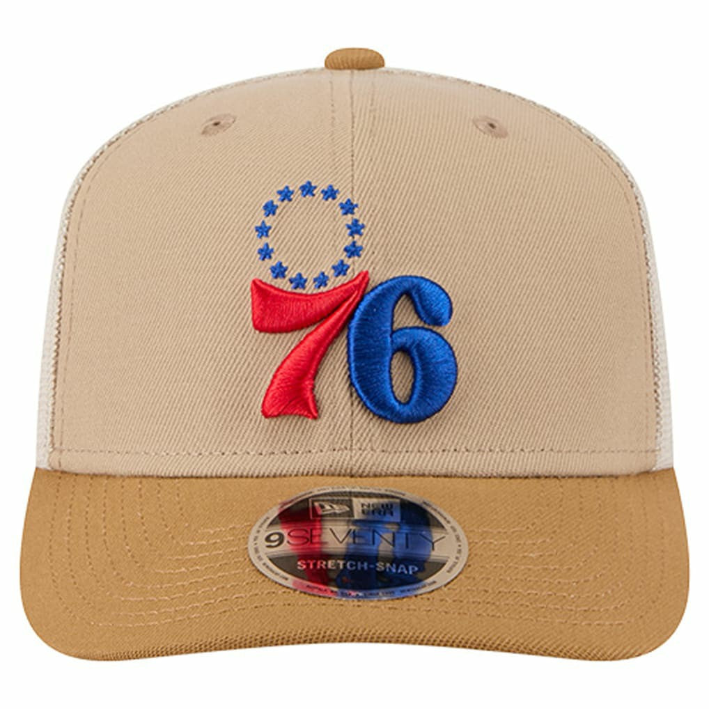 Tan/Light Brown Philadelphia 76ers Two-Tone 9SEVENTY Adjustable Trucker Hat | NBA