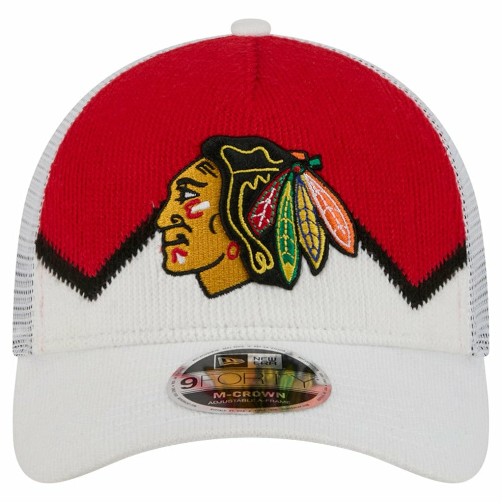 Chicago Blackhawks New Era Hockey Sock 9FORTY A-Frame M-Crown Adjustable Trucker Hat -  NHL Hats