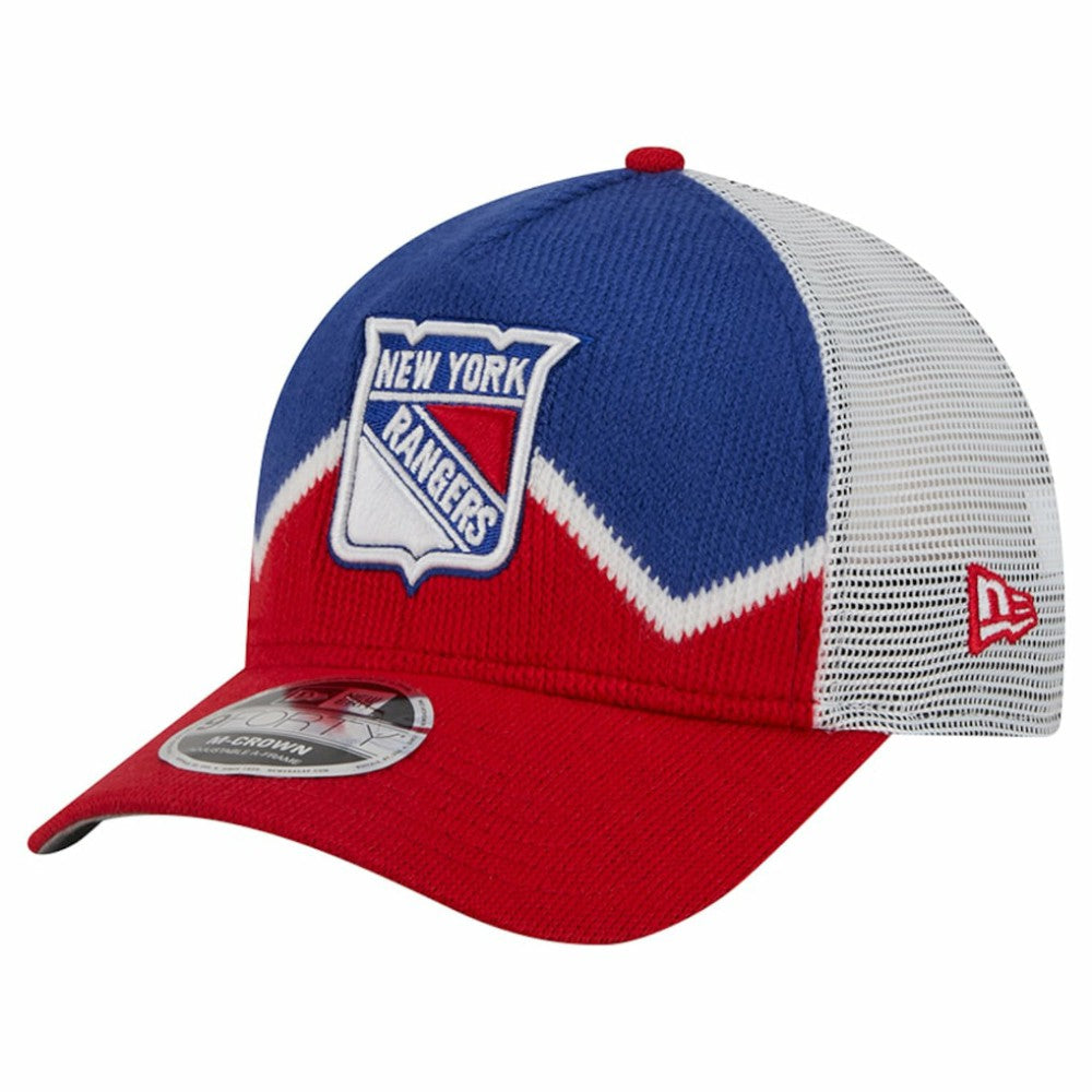 New York Rangers New Era Hockey Sock 9FORTY A-Frame M-Crown Adjustable Trucker Hat -  NHL Hats